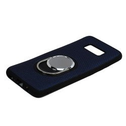 Samsung Galaxy S8 Plus Metal Plate Ring Holder Stand Hybrid Case (Blue)
